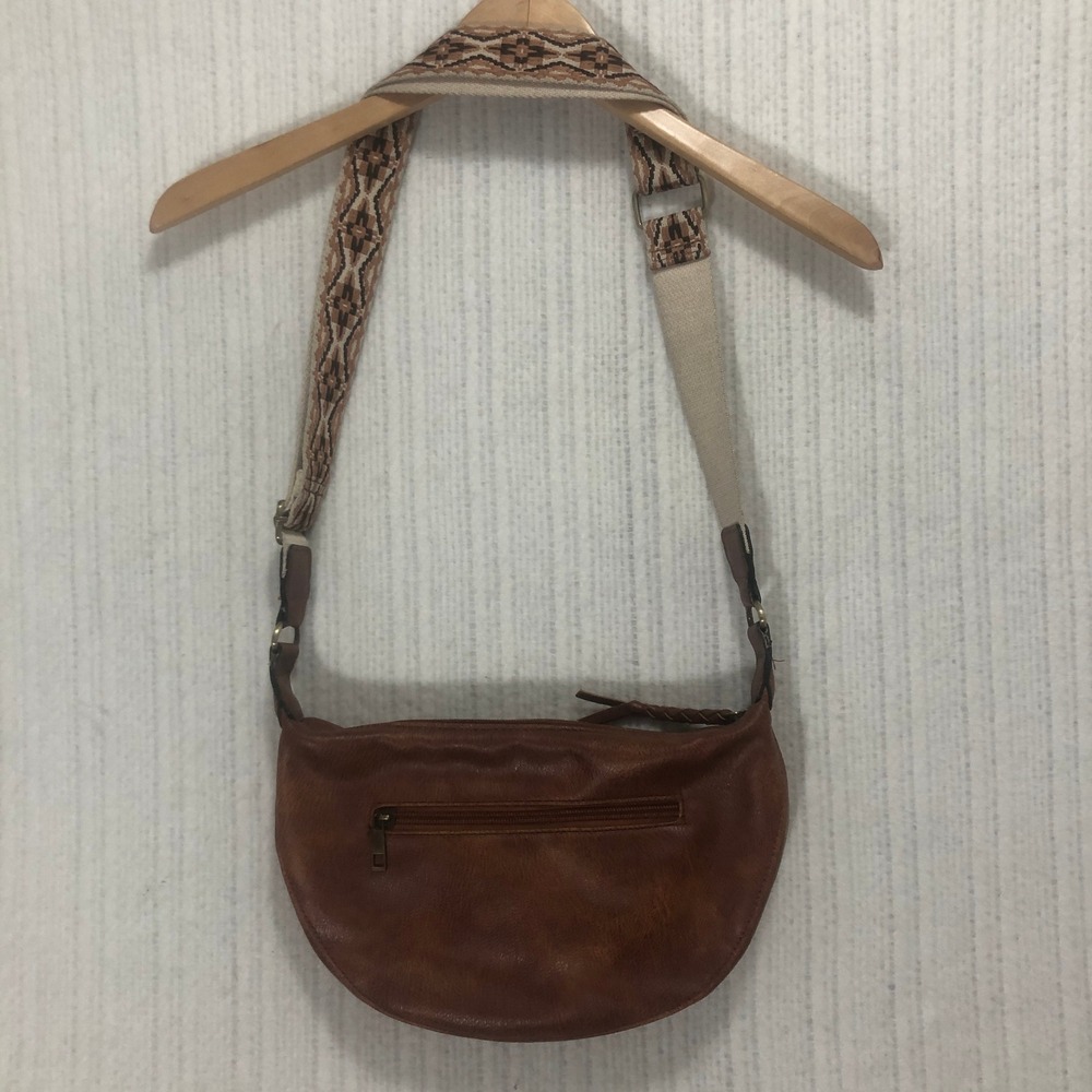 Boho Crossbody Bag Hobo Style Shoulder‎ Bag Woven Strap Brown